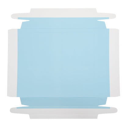 Sweet Vision Square Clear Plastic Cake Box - Blue Lid and White Base, Blue Ribbon, Flower Accent - 8 1/2" x 8 1/2" x 6 3/4" - 10 count box
