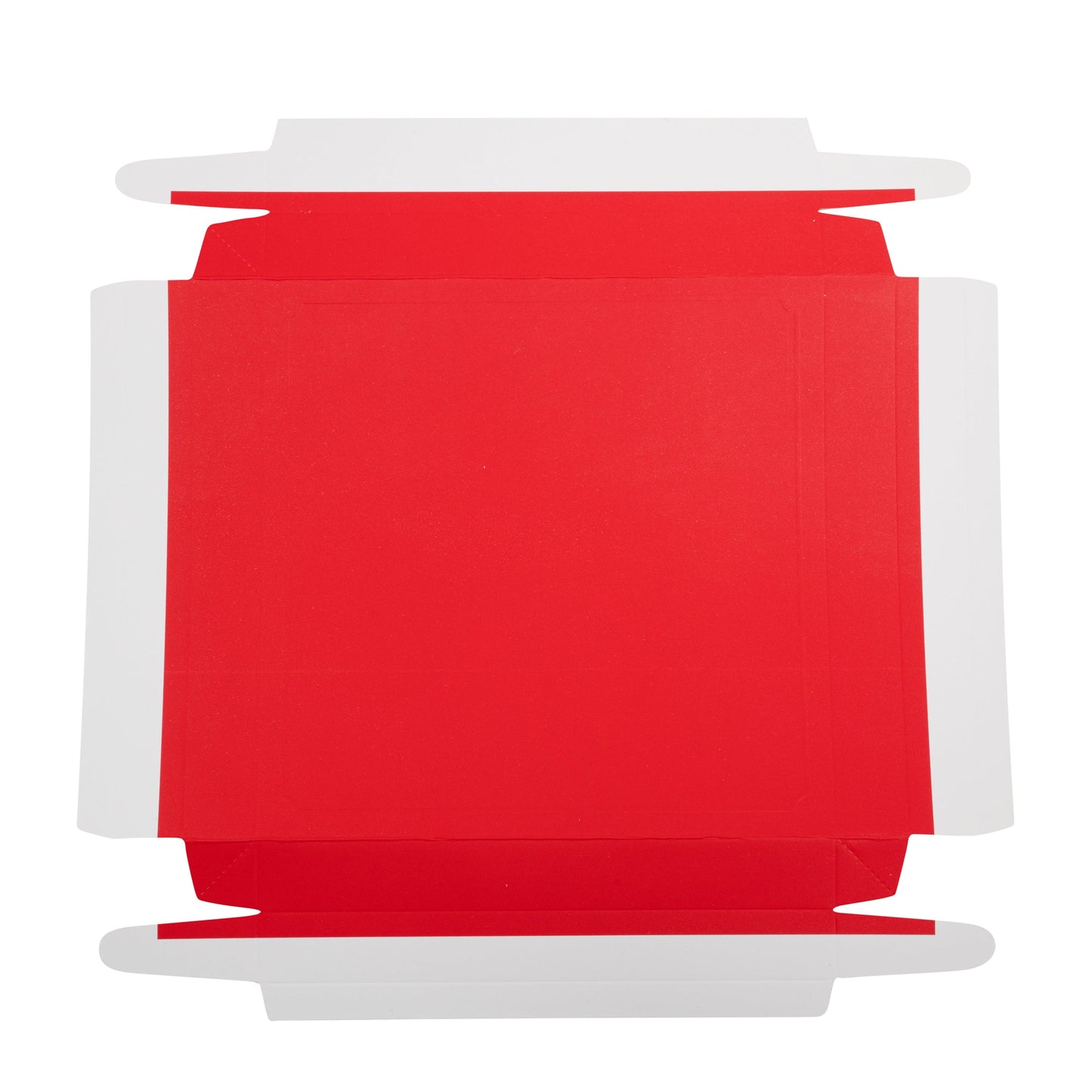 Sweet Vision Square Clear Plastic Cake Box - Red Lid / Ribbon, White Base, Flower / Bird Accent - 8 1/2" x 8 1/2" x 6 3/4" - 10 count box