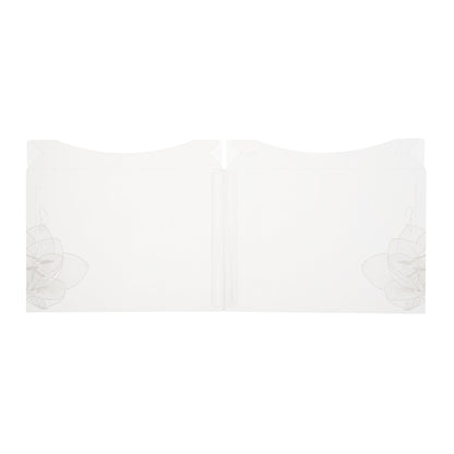 Sweet Vision Square Clear Plastic Cake Box - White Lid and White Base, Gray Ribbon, Lotus Accent - 8 1/2" x 8 1/2" x 6 3/4" - 10 count box