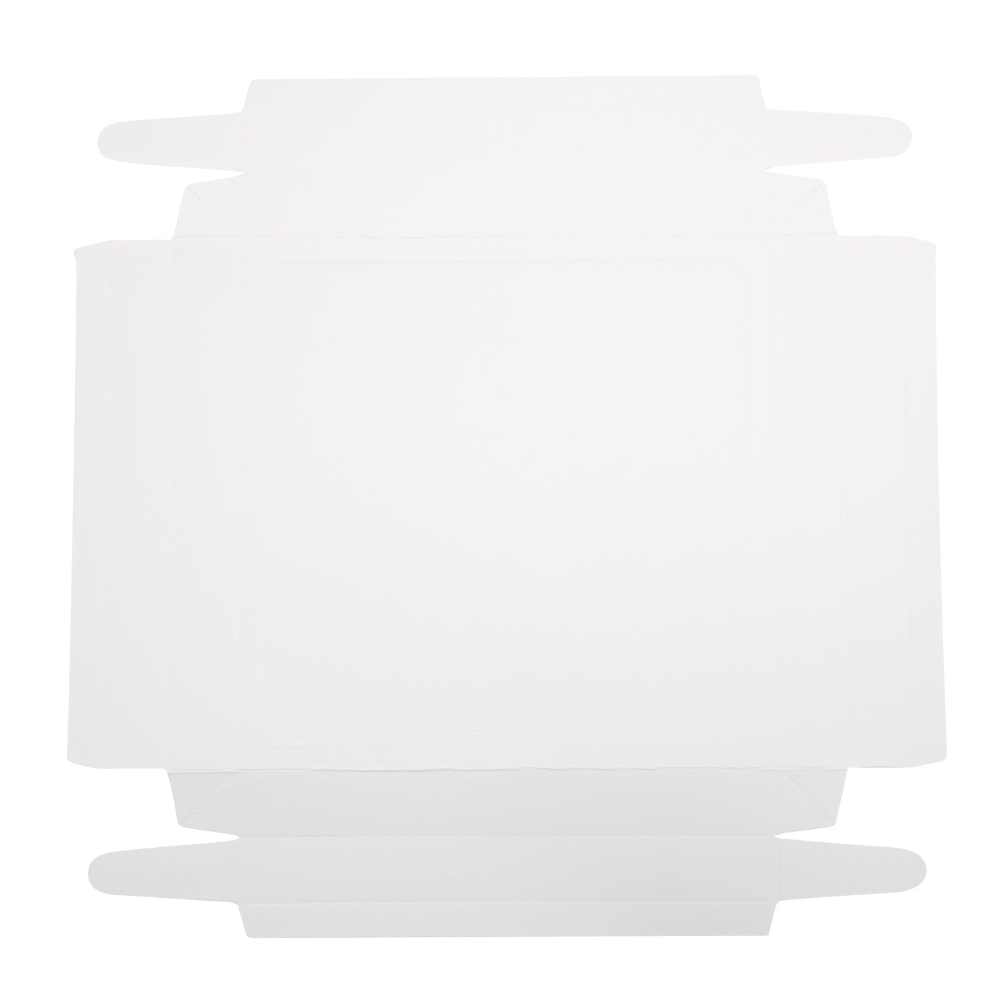 Sweet Vision Square Clear Plastic Cake Box - White Lid and White Base, Gray Ribbon, Lotus Accent - 8 1/2" x 8 1/2" x 6 3/4" - 10 count box