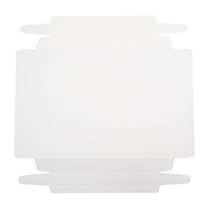 Sweet Vision Square Clear Plastic Cake Box - White Lid and White Base, Gray Ribbon, Lotus Accent - 8 1/2" x 8 1/2" x 6 3/4" - 10 count box