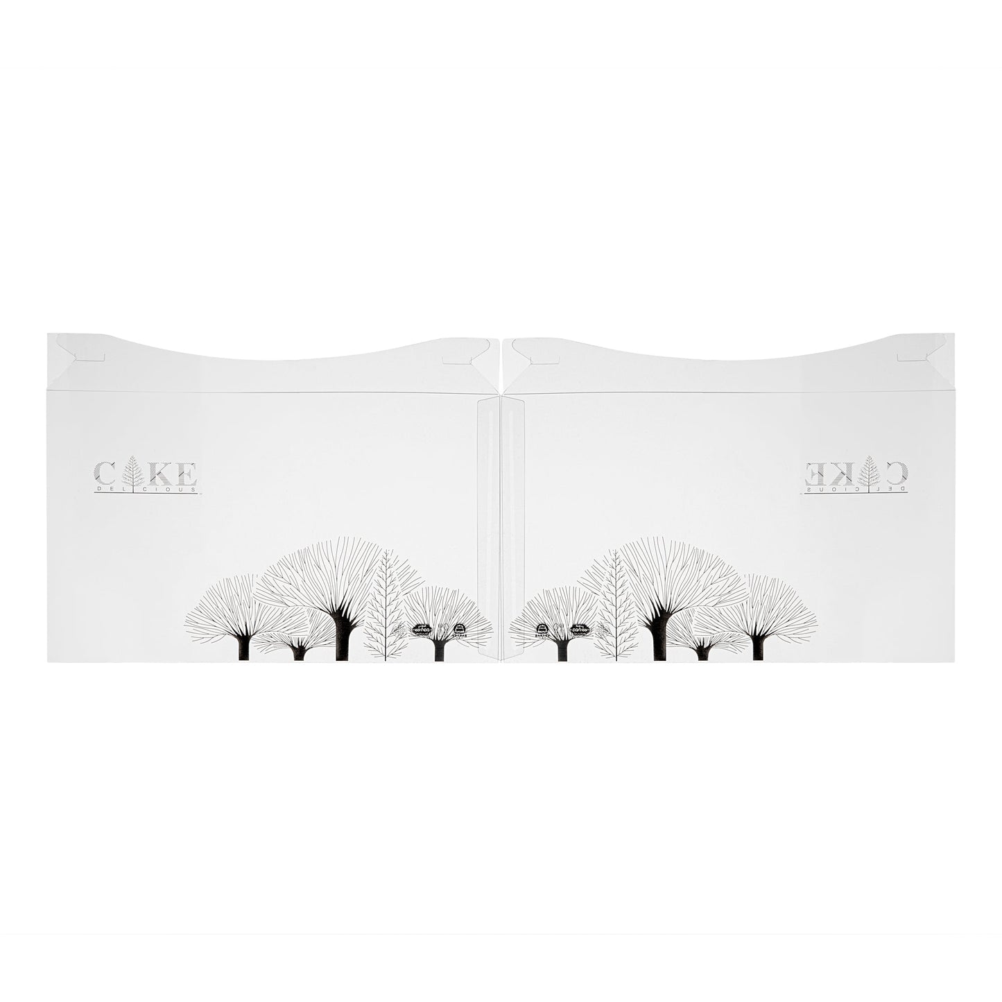 Sweet Vision Square Clear Plastic Cake Box - Black Lid and White Base, Black Ribbon, Tree Accent - 10" x 10" x 8 1/4" - 10 count box