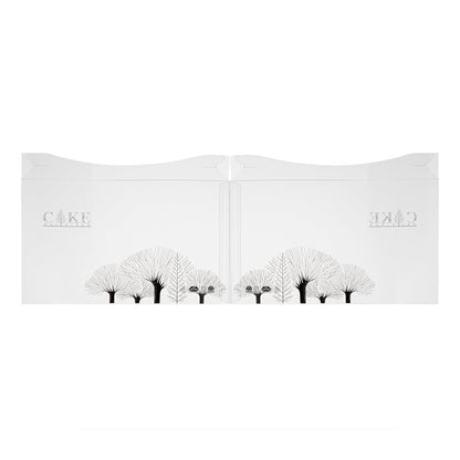 Sweet Vision Square Clear Plastic Cake Box - Black Lid and White Base, Black Ribbon, Tree Accent - 10" x 10" x 8 1/4" - 10 count box