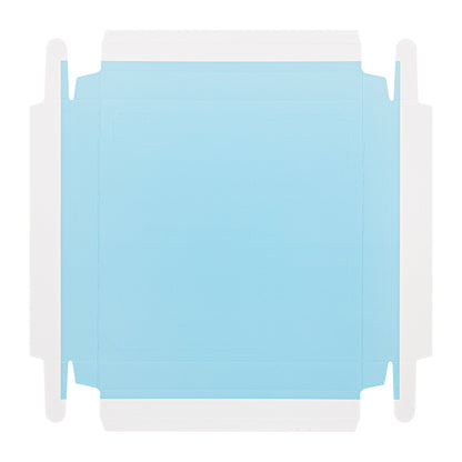 Sweet Vision Square Clear Plastic Cake Box - Blue Lid and White Base, Blue Ribbon, Flower Accent - 10" x 10" x 8 1/4" - 10 count box