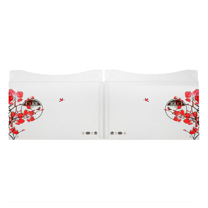 Sweet Vision Square Clear Plastic Cake Box - Red Lid and White Base, Red Ribbon, Flower / Bird Accent - 10" x 10" x 8 1/4" - 10 count box