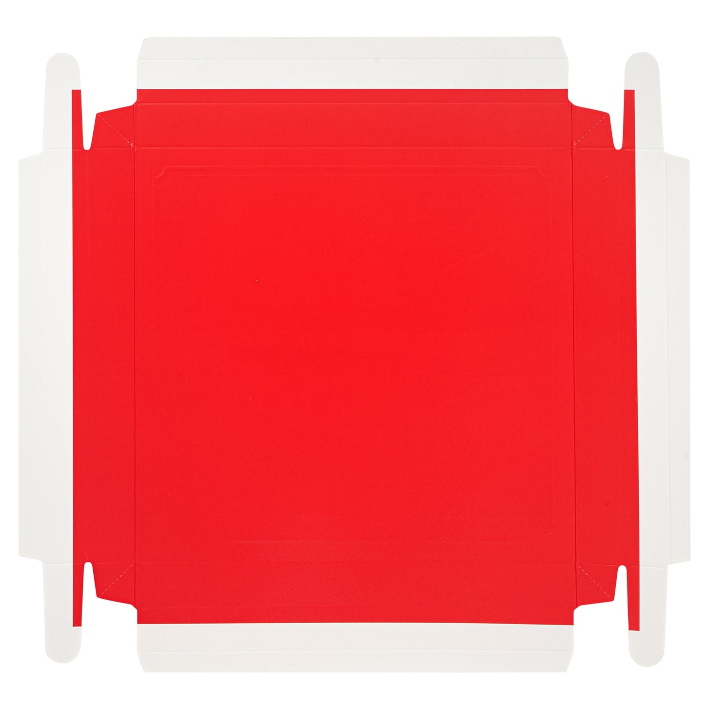 Sweet Vision Square Clear Plastic Cake Box - Red Lid and White Base, Red Ribbon, Flower / Bird Accent - 10" x 10" x 8 1/4" - 10 count box