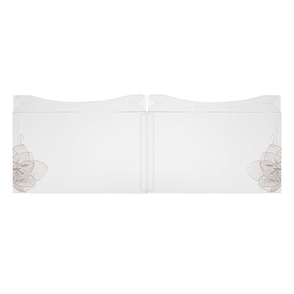 Sweet Vision Square Clear Plastic Cake Box - White Lid and White Base, Gray Ribbon, Lotus Accent - 10" x 10" x 8 1/4" - 10 count box