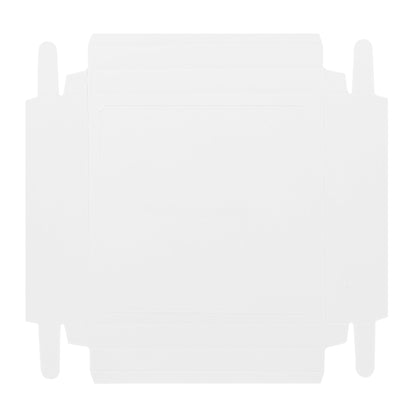 Sweet Vision Square Clear Plastic Cake Box - White Lid and White Base, Gray Ribbon, Lotus Accent - 10" x 10" x 8 1/4" - 10 count box