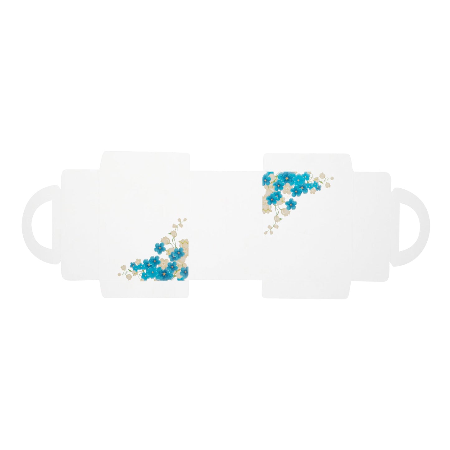 Sweet Vision Rectangle Clear Plastic Cupcake Box - with Handle, Blue Paper Wrap, Flower Accent - 5" x 3 1/4" x 4" - 100 count box
