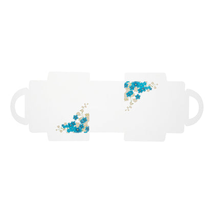 Sweet Vision Rectangle Clear Plastic Cupcake Box - with Handle, Blue Paper Wrap, Flower Accent - 5" x 3 1/4" x 4" - 100 count box
