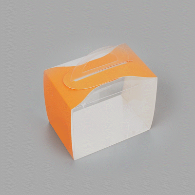 Sweet Vision Rectangle Clear Plastic Cupcake Box - with Handle, Orange Paper Wrap, Leaf Accent - 5" x 3 1/4" x 4" - 100 count box