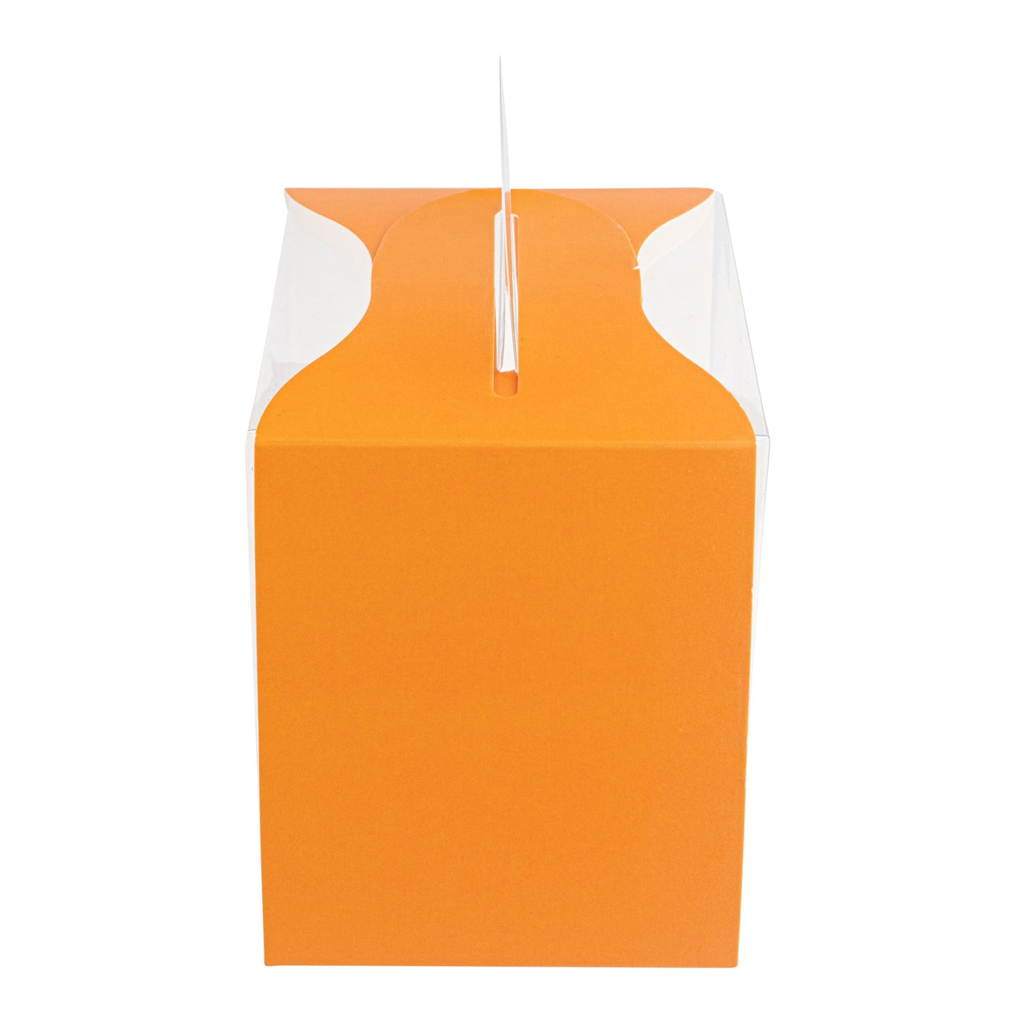 Sweet Vision Rectangle Clear Plastic Cupcake Box - with Handle, Orange Paper Wrap, Leaf Accent - 5" x 3 1/4" x 4" - 100 count box