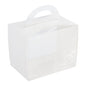 Sweet Vision Rectangle Clear Plastic Cupcake Box - with Handle, White Paper Wrap, Lotus Accent - 5" x 3 1/4" x 4" - 100 count box