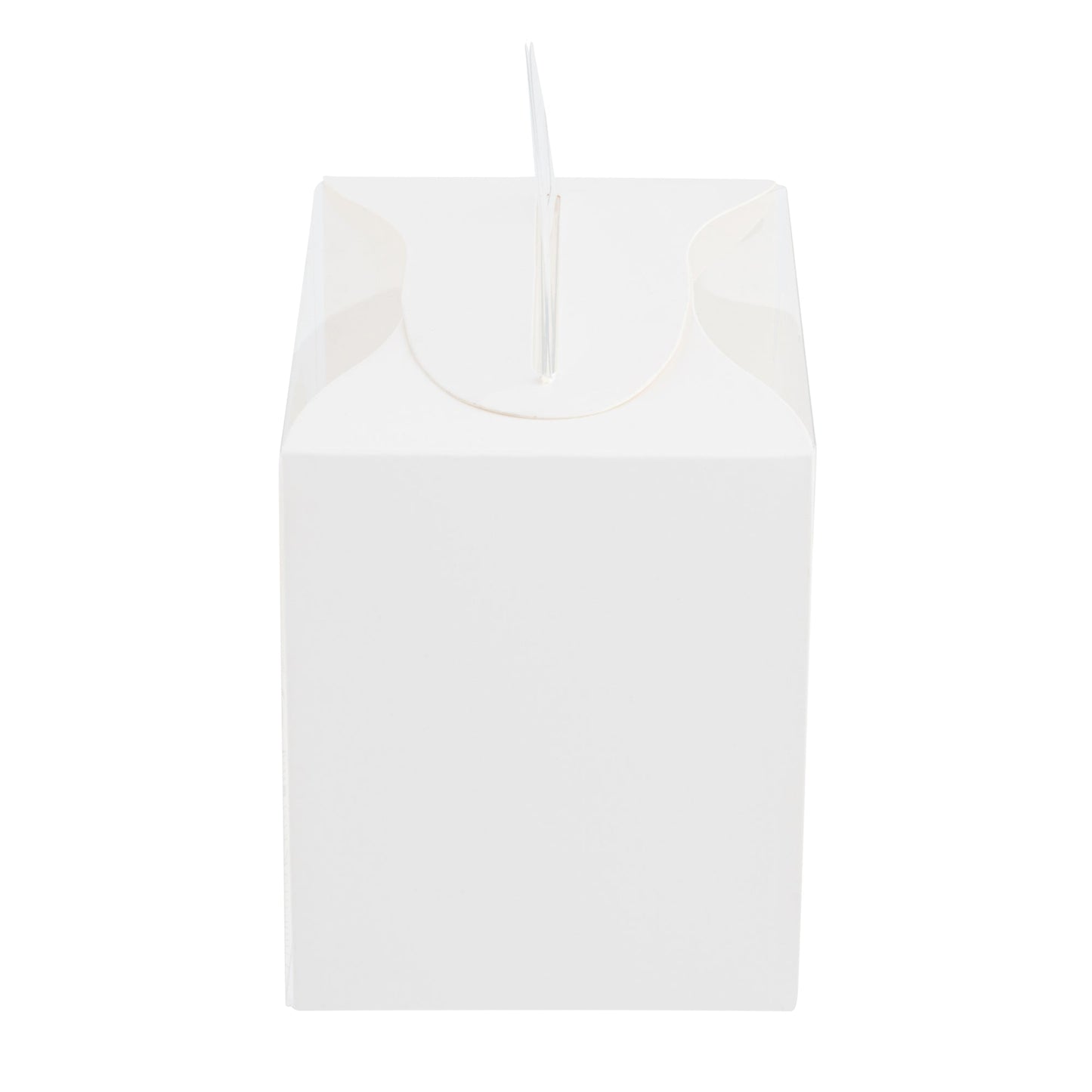 Sweet Vision Rectangle Clear Plastic Cupcake Box - with Handle, White Paper Wrap, Lotus Accent - 5" x 3 1/4" x 4" - 100 count box