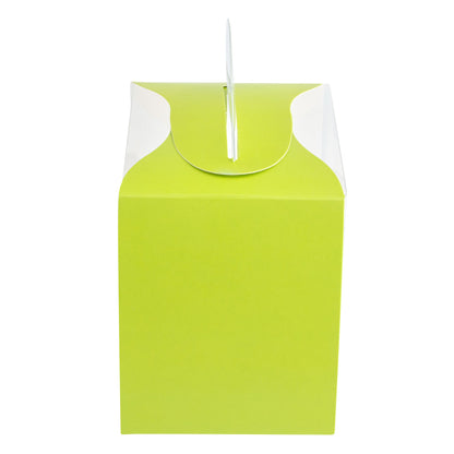 Sweet Vision Rectangle Clear Plastic Cupcake Box - with Handle, Yellow Paper Wrap, Geometric Line Accent - 5" x 3 1/4" x 4" - 100 count box
