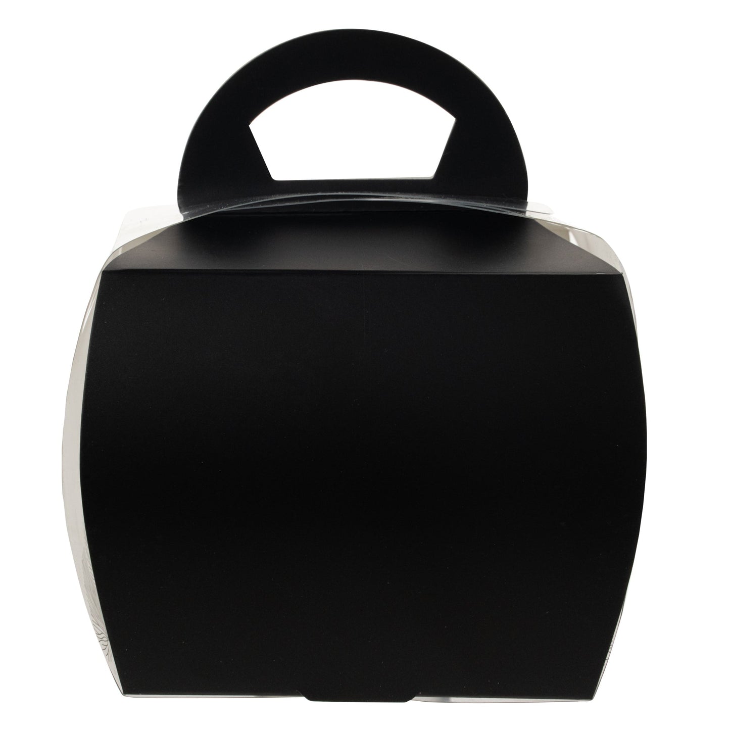 Sweet Vision Square Clear Plastic Cupcake Box - with Handle, Black Paper Wrap, Tree Accent - 4" x 4" x 4 1/4" - 100 count box
