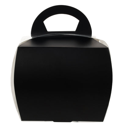 Sweet Vision Square Clear Plastic Cupcake Box - with Handle, Black Paper Wrap, Tree Accent - 4" x 4" x 4 1/4" - 100 count box