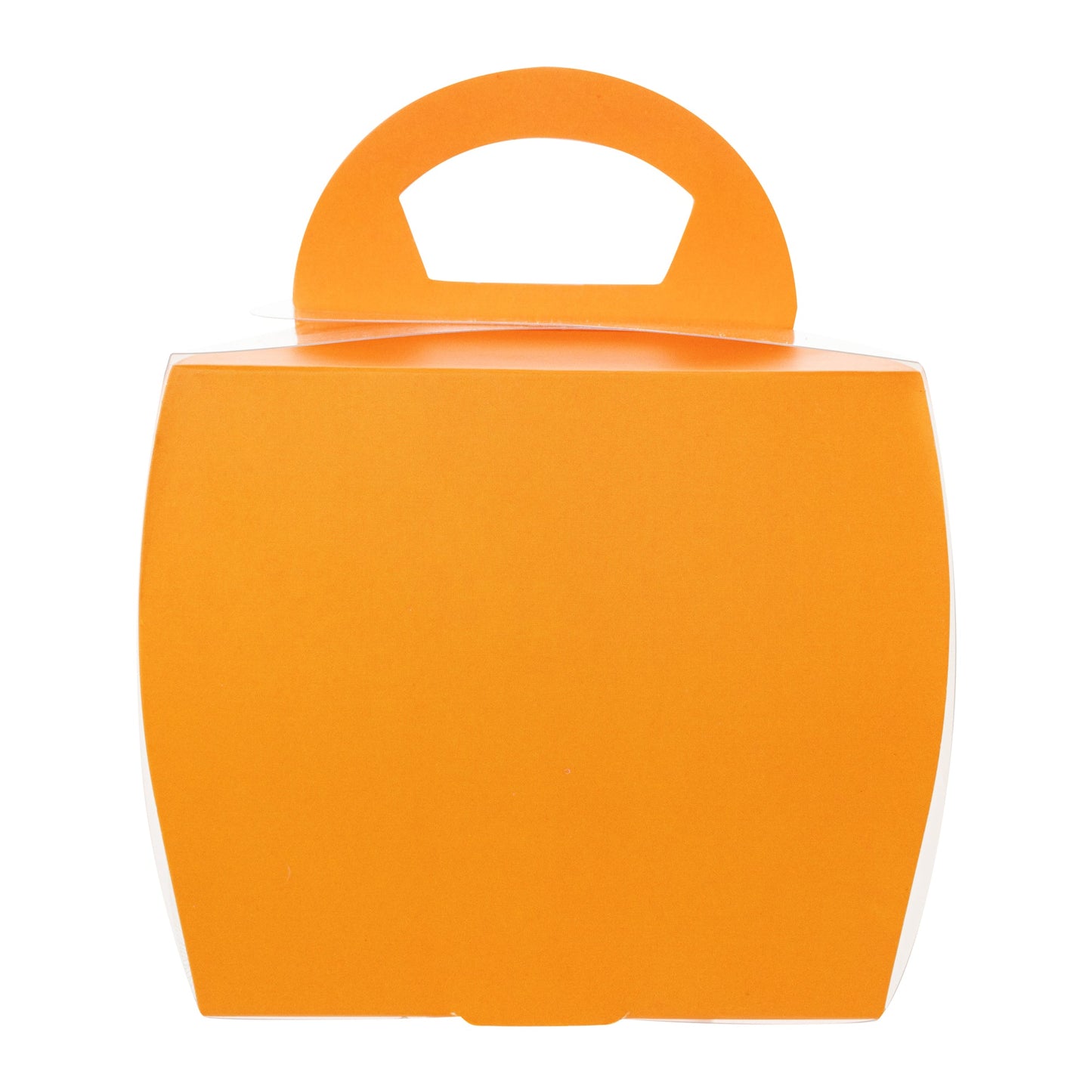 Sweet Vision Square Clear Plastic Cupcake Box - with Handle, Orange Paper Wrap, Leaf Accent - 4" x 4" x 4 1/4" - 100 count box