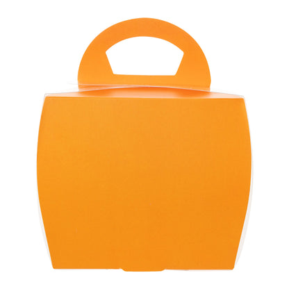 Sweet Vision Square Clear Plastic Cupcake Box - with Handle, Orange Paper Wrap, Leaf Accent - 4" x 4" x 4 1/4" - 100 count box