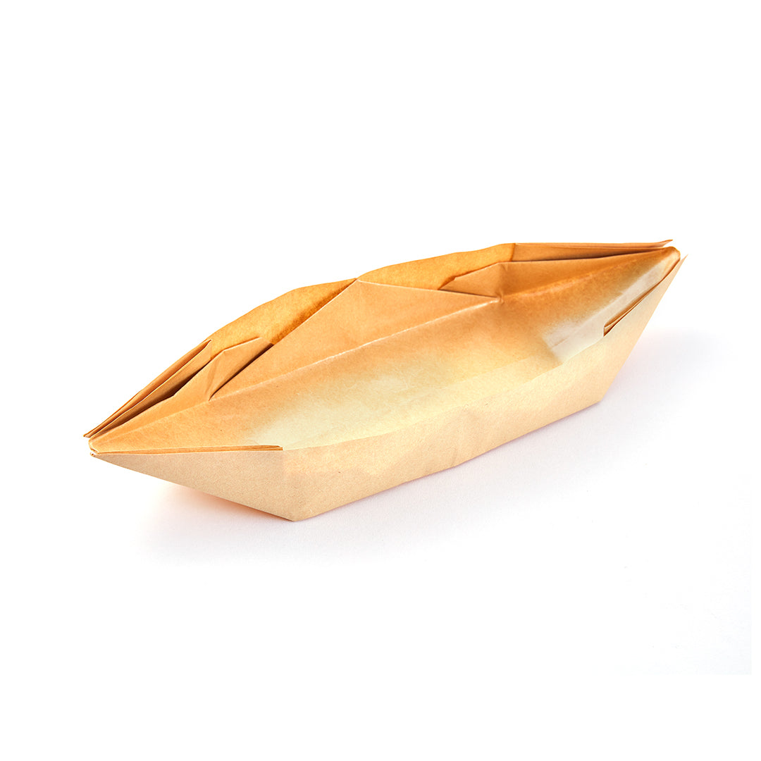 Bio Tek 12 oz Kraft Paper Handmade Origami Boat - Greaseproof - 13 1/2" x 4" x 1 1/2" - 100 count box
