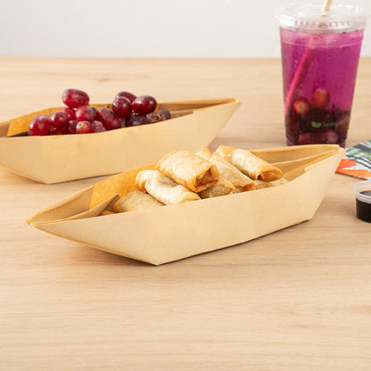 Bio Tek 12 oz Kraft Paper Handmade Origami Boat - Greaseproof - 13 1/2" x 4" x 1 1/2" - 100 count box