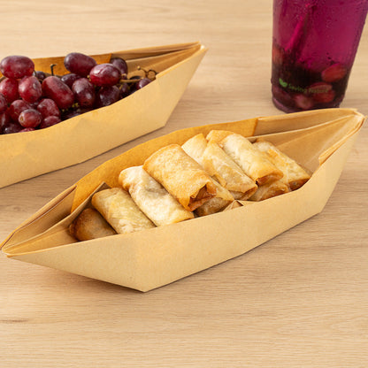 Bio Tek 12 oz Kraft Paper Handmade Origami Boat - Greaseproof - 13 1/2" x 4" x 1 1/2" - 100 count box