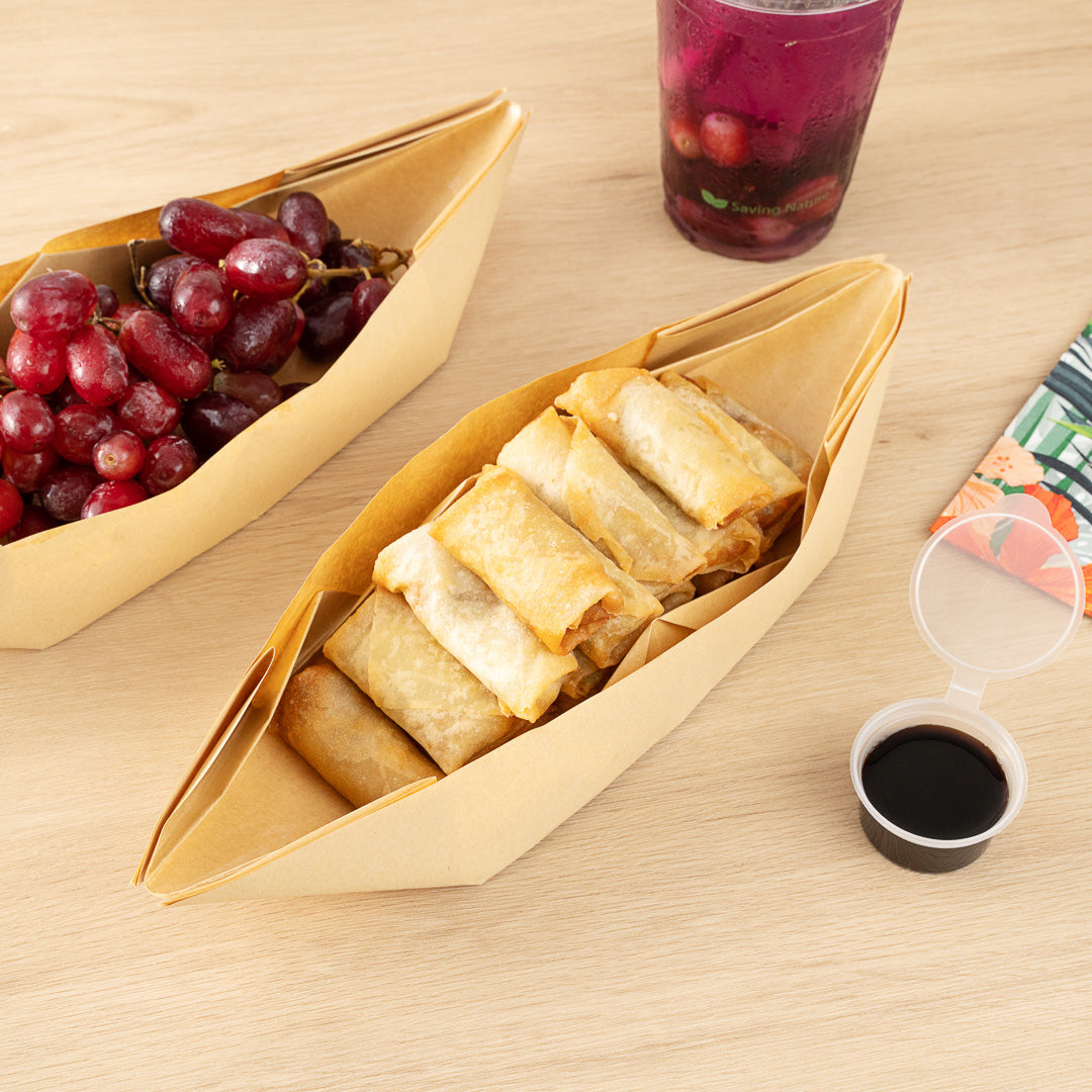 Bio Tek 12 oz Kraft Paper Handmade Origami Boat - Greaseproof - 13 1/2" x 4" x 1 1/2" - 100 count box