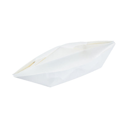 Bio Tek 12 oz White Paper Handmade Origami Boat - Greaseproof - 13 1/2" x 4" x 1 1/2" - 100 count box