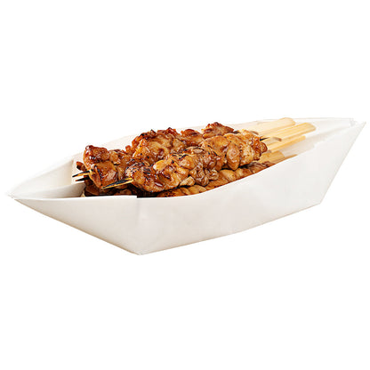 Bio Tek 12 oz White Paper Handmade Origami Boat - Greaseproof - 13 1/2" x 4" x 1 1/2" - 100 count box