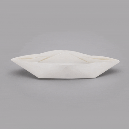 Bio Tek 12 oz White Paper Handmade Origami Boat - Greaseproof - 13 1/2" x 4" x 1 1/2" - 100 count box