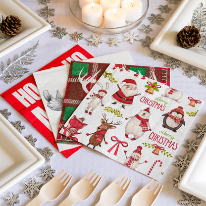 Luxenap White Paper Luncheon Napkin - Merry Christmas - 13" x 13" - 500 count box