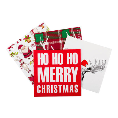 Luxenap Red Paper Luncheon Napkin - Ho Ho Ho - 13" x 13" - 500 count box
