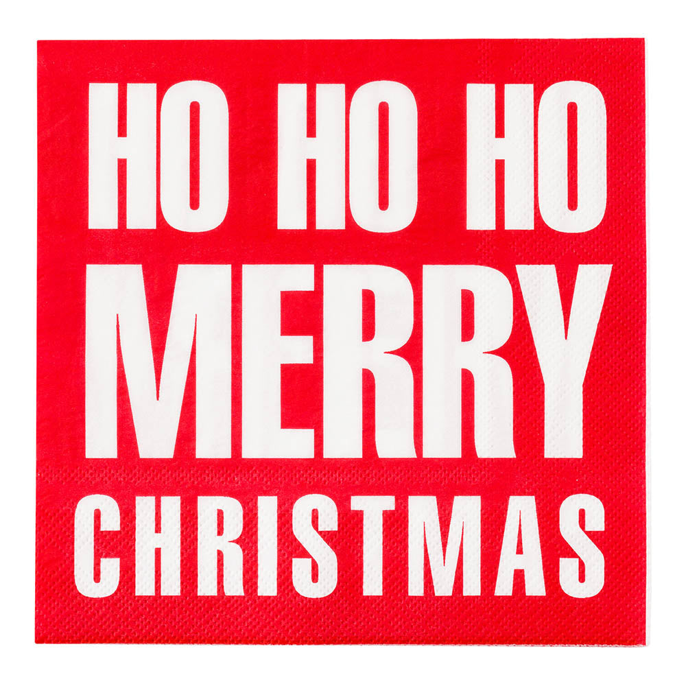 Luxenap Red Paper Luncheon Napkin - Ho Ho Ho - 13" x 13" - 20 count box