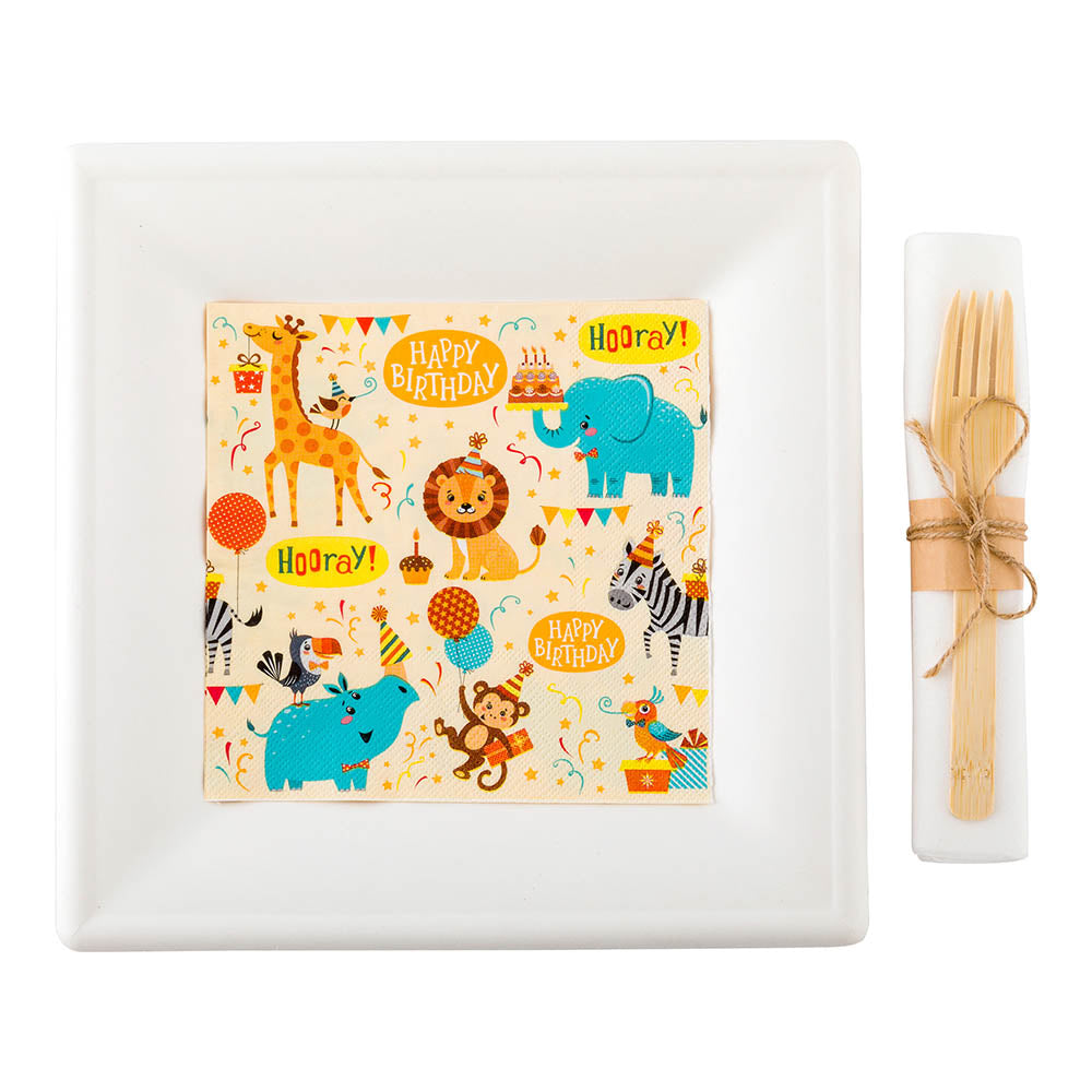 Luxenap Assorted Paper Luncheon Napkin - Jungle Safari - 13" x 13" - 500 count box