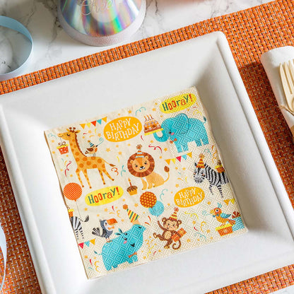 Luxenap Assorted Paper Luncheon Napkin - Jungle Safari - 13" x 13" - 500 count box