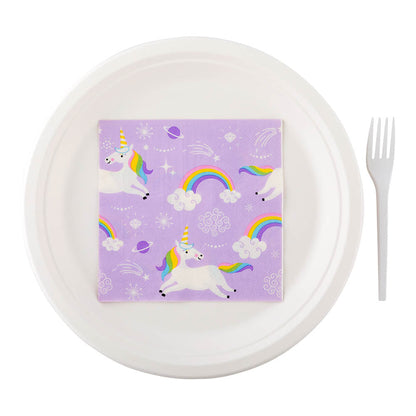Napluxe Purple Paper Luncheon Napkin - Magical Unicorn - 13" x 13" - 20 count box