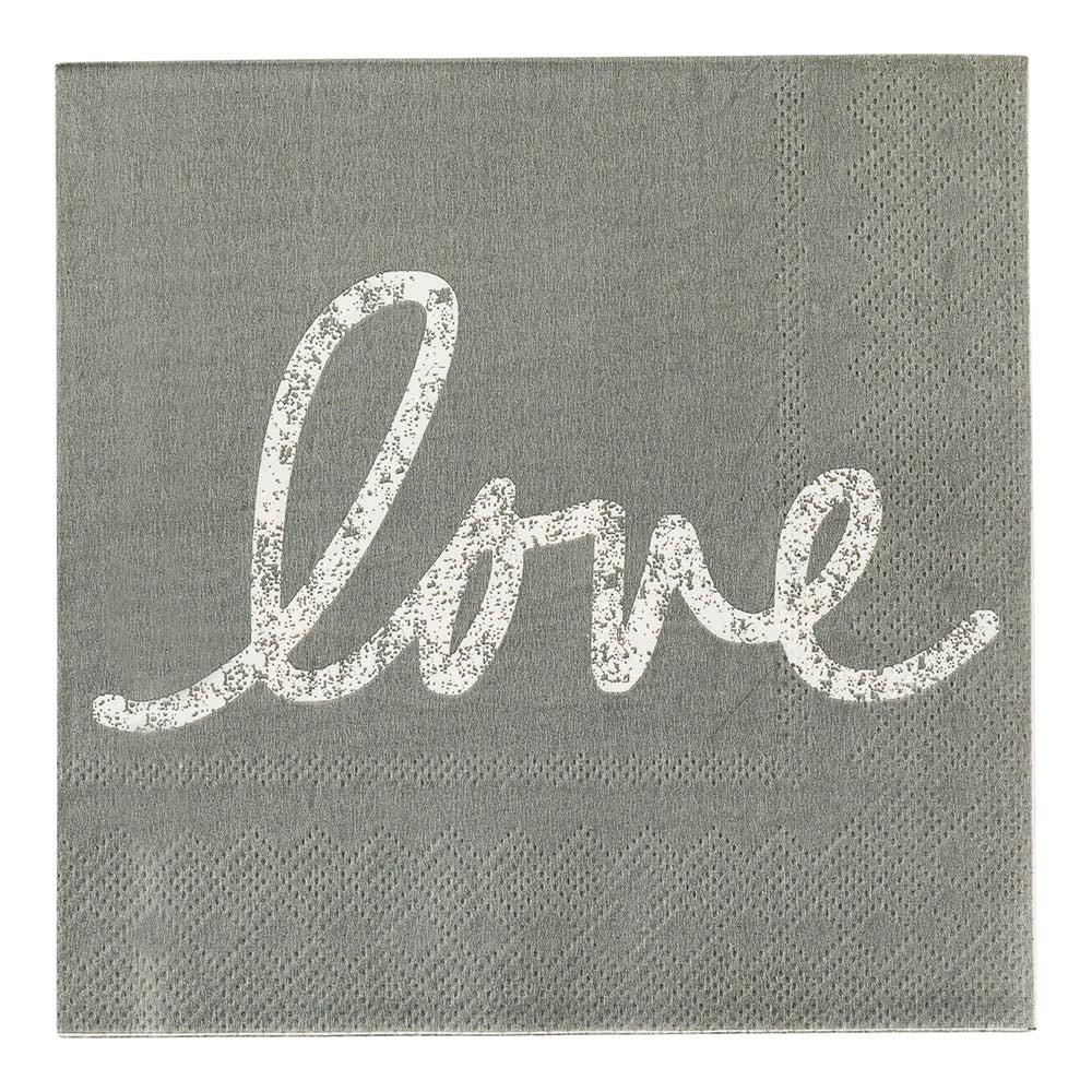 Luxenap Gray Paper Luncheon Napkin - Love, Script - 13" x 13" - 500 count box