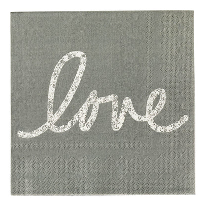 Luxenap Gray Paper Luncheon Napkin - Love, Script - 13" x 13" - 500 count box