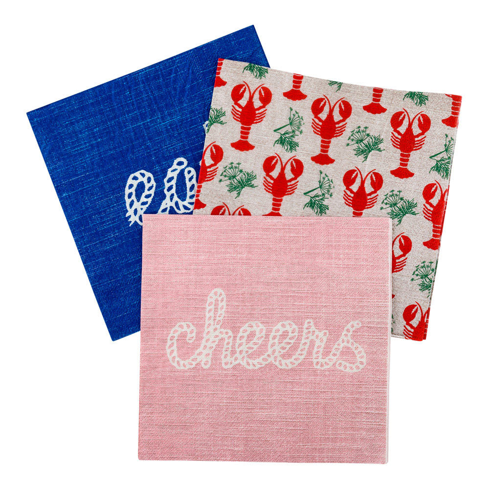 Luxenap Pink Paper Luncheon Napkin - Cheers, Rope Script - 13" x 13" - 20 count box