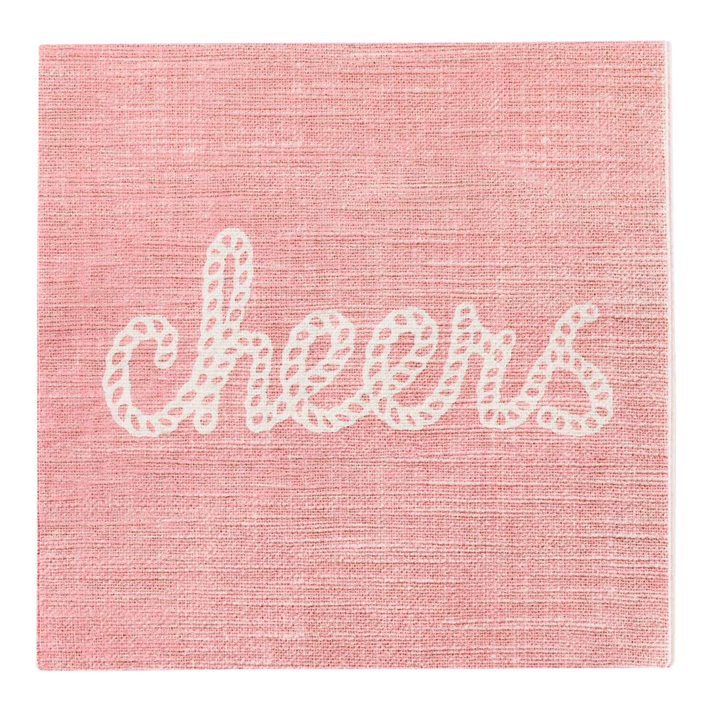 Luxenap Pink Paper Luncheon Napkin - Cheers, Rope Script - 13" x 13" - 20 count box