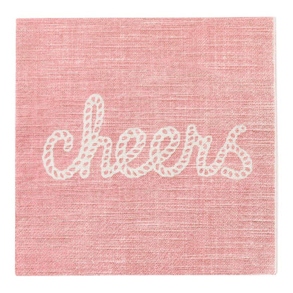 Luxenap Pink Paper Luncheon Napkin - Cheers, Rope Script - 13" x 13" - 20 count box