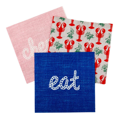 Luxenap Navy Paper Luncheon Napkin - Eat, Rope Script - 13" x 13" - 500 count box