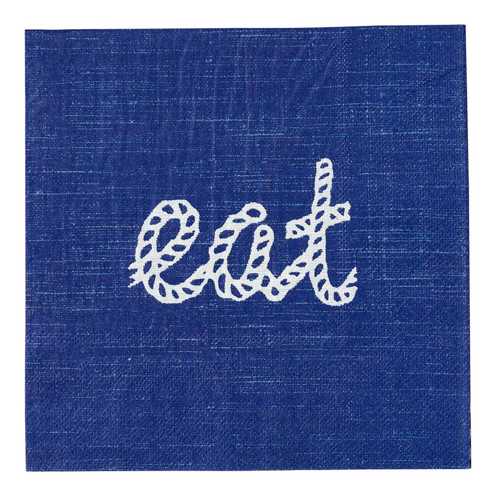 Luxenap Navy Paper Luncheon Napkin - Eat, Rope Script - 13" x 13" - 500 count box