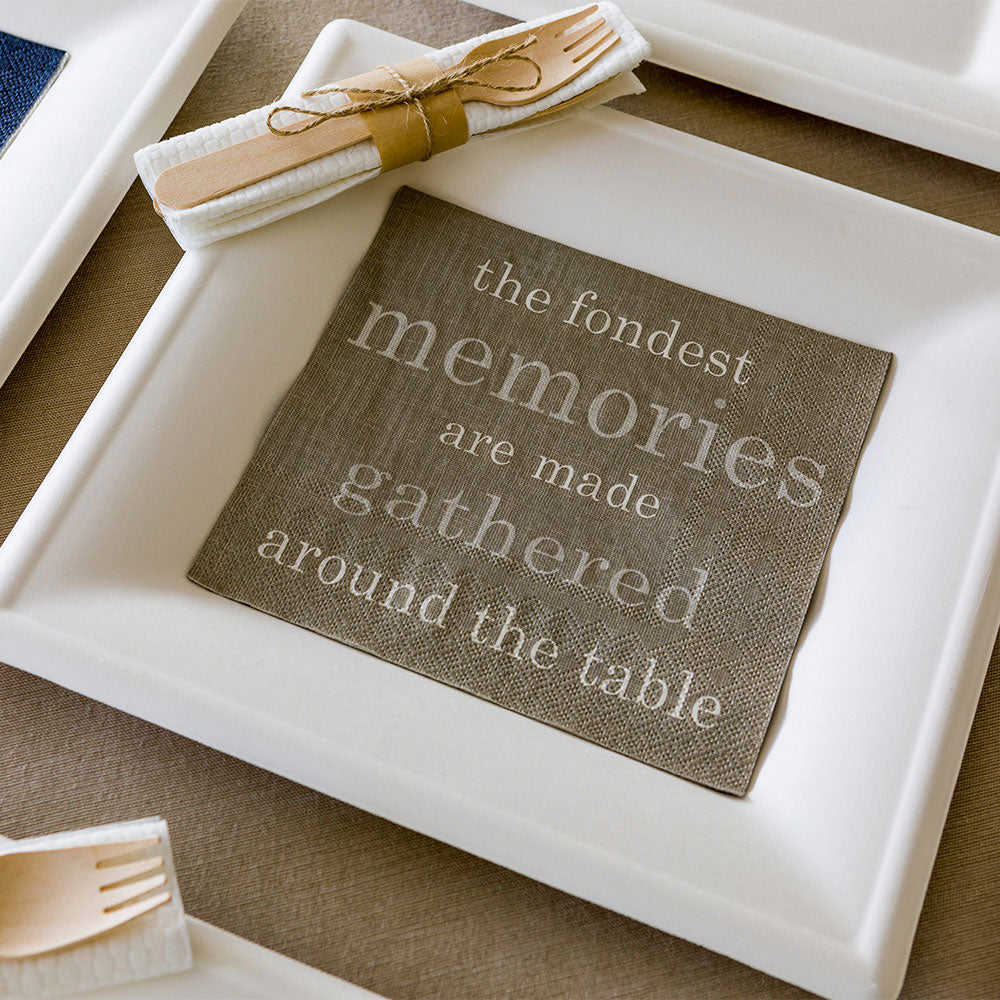 Luxenap Gray Paper Luncheon Napkin - Fondest Memories - 13" x 13" - 20 count box