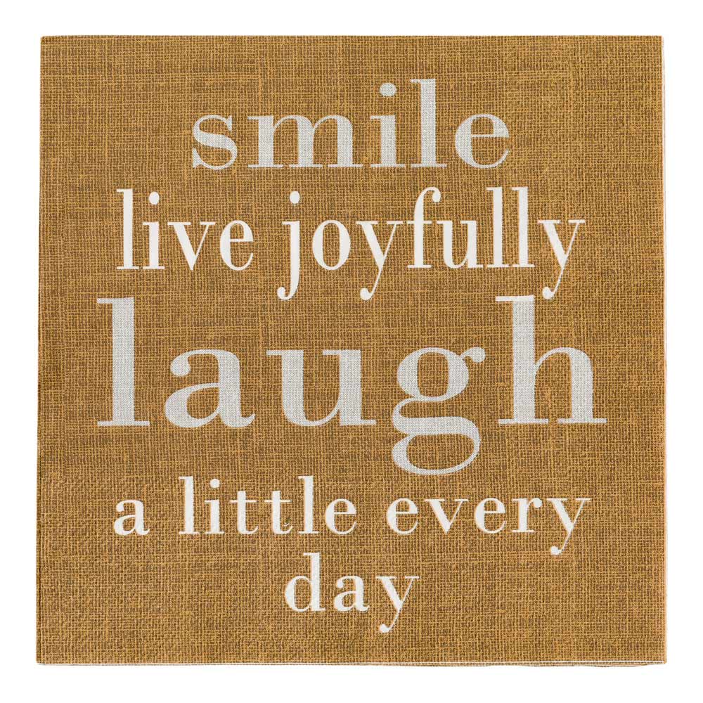 Luxenap Brown Paper Luncheon Napkin - Live Joyfully - 13" x 13" - 500 count box