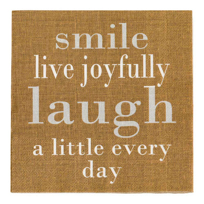 Luxenap Brown Paper Luncheon Napkin - Live Joyfully - 13" x 13" - 500 count box