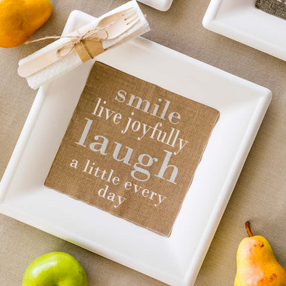 Luxenap Brown Paper Luncheon Napkin - Live Joyfully - 13" x 13" - 500 count box