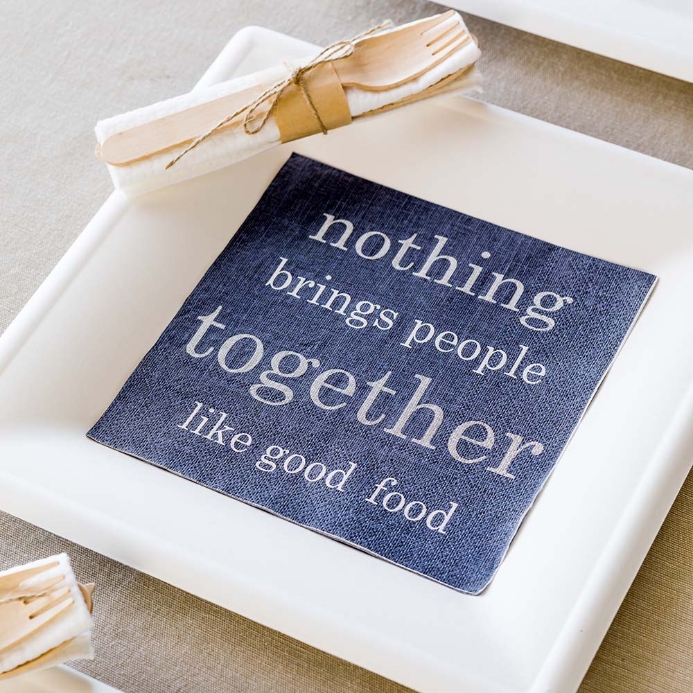 Luxenap Navy Paper Luncheon Napkin - Good Food - 13" x 13" - 500 count box