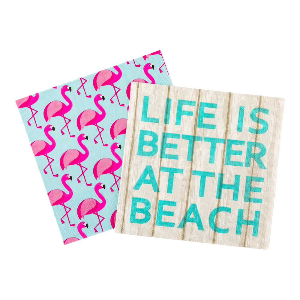 Luxenap Assorted Paper Luncheon Napkin - At The Beach - 13" x 13" - 20 count box
