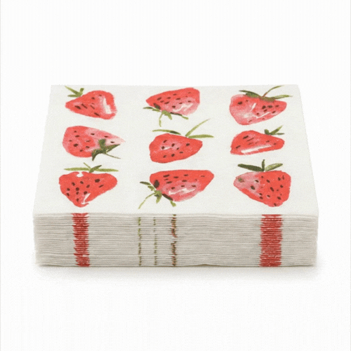 Luxenap White Paper Luncheon Napkin - Strawberry Watercolor - 13" x 13" - 20 count box